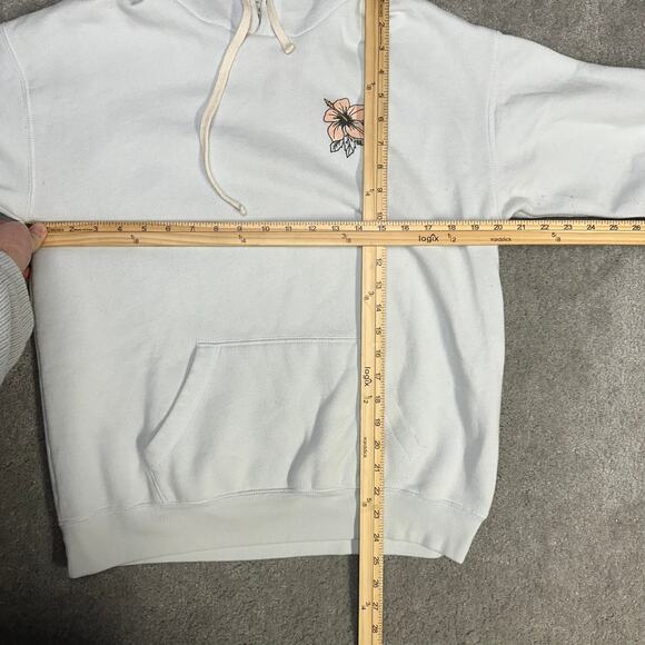 Billabong White Graphic Hoodie Size Large Y2K Surfwear 2000s Graphic Skater - Picture 6 of 7